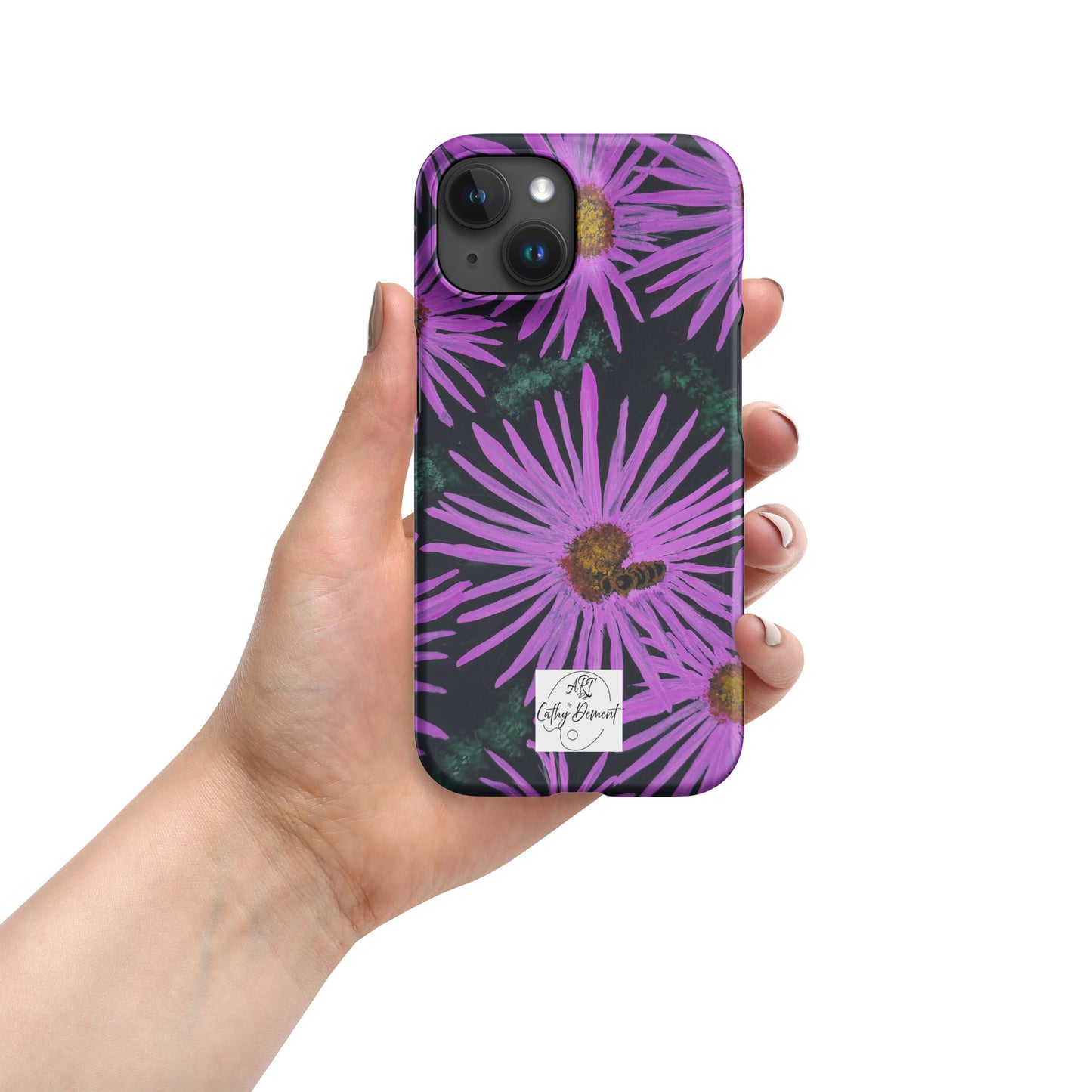 Snap Phone Case for iPhone® - Purple Aster Flowers With Bee - Colorful Floral Artwork Design