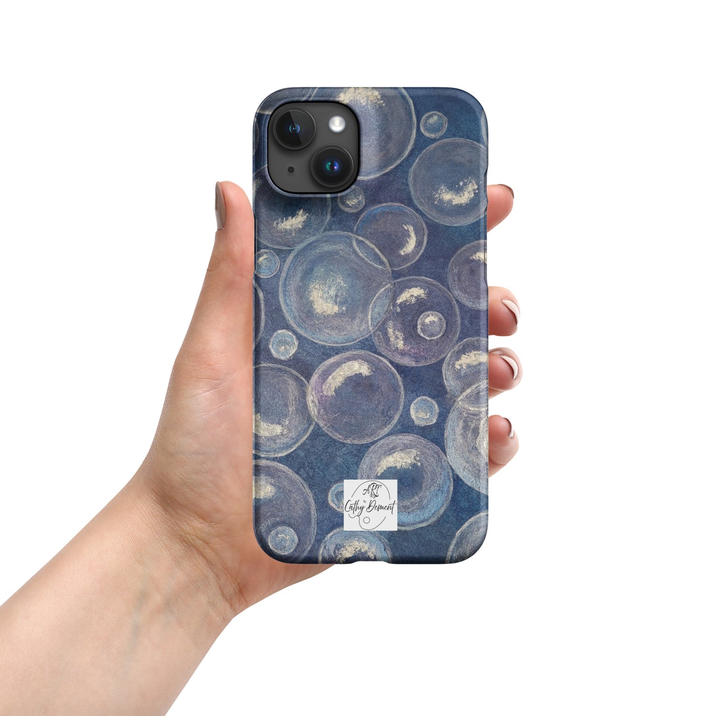 Snap Phone case for iPhone® - Tranquil Reflections: Blue and White Bubbles Artwork Design