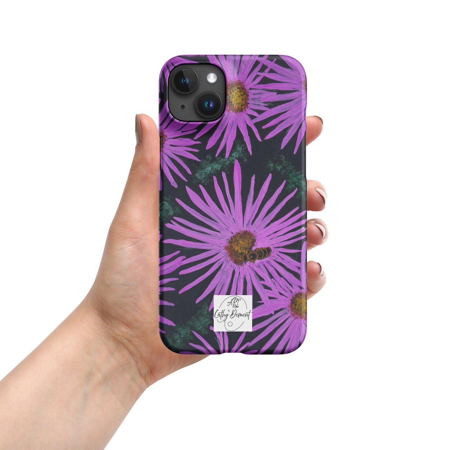 Snap Phone Case for iPhone® - Purple Aster Flowers With Bee - Colorful Floral Artwork Design