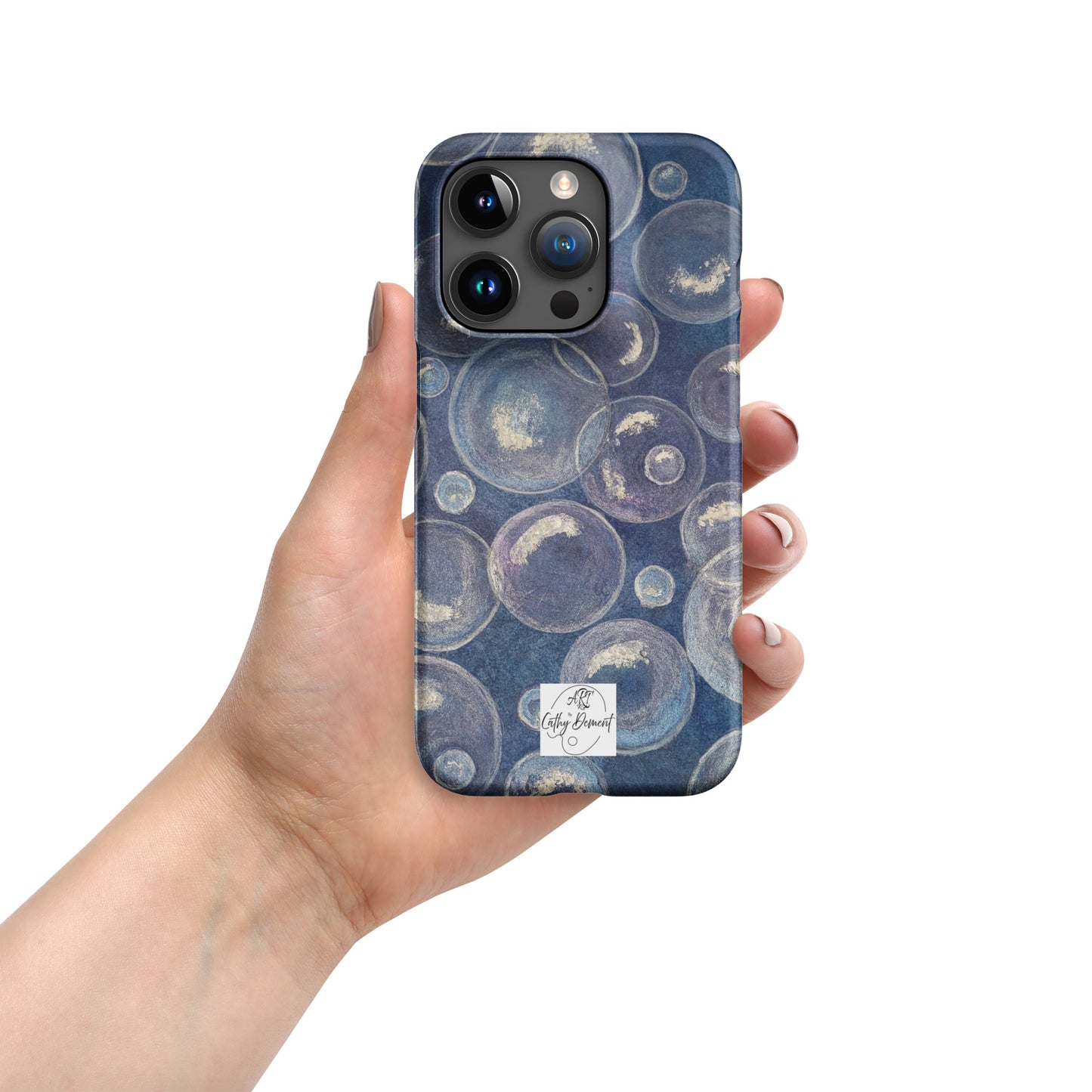 Snap Phone case for iPhone® - Tranquil Reflections: Blue and White Bubbles Artwork Design