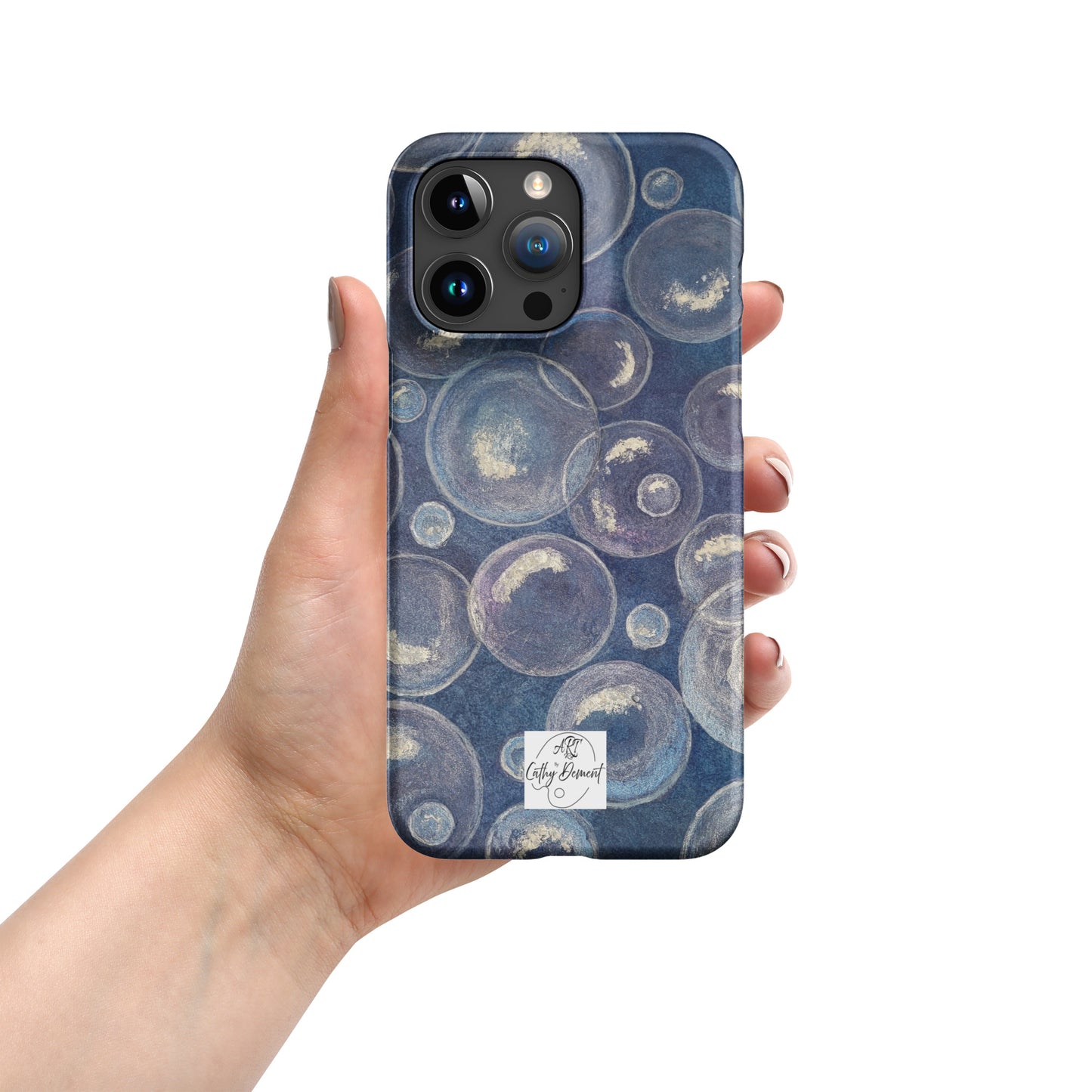 Snap Phone case for iPhone® - Tranquil Reflections: Blue and White Bubbles Artwork Design