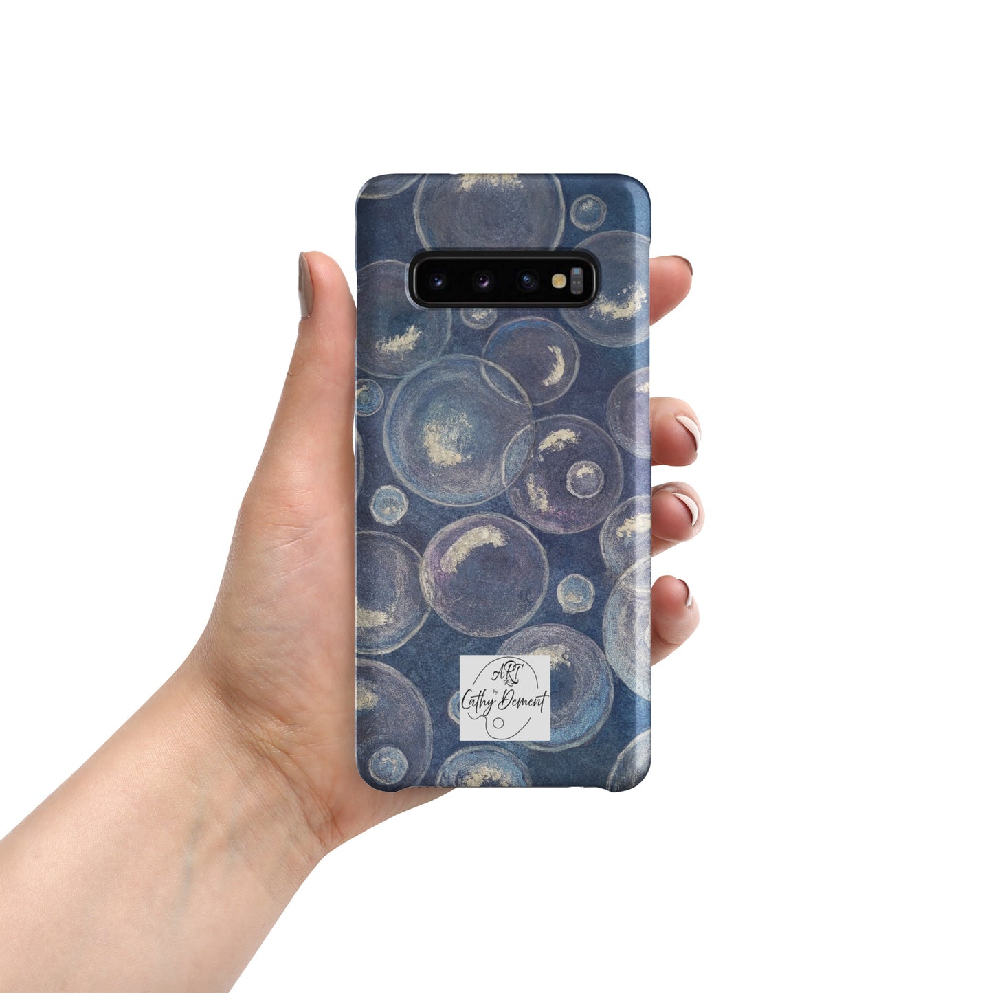 Snap phone case for Samsung® Phones - Tranquil Reflections: Blue and White Bubble Artwork Design