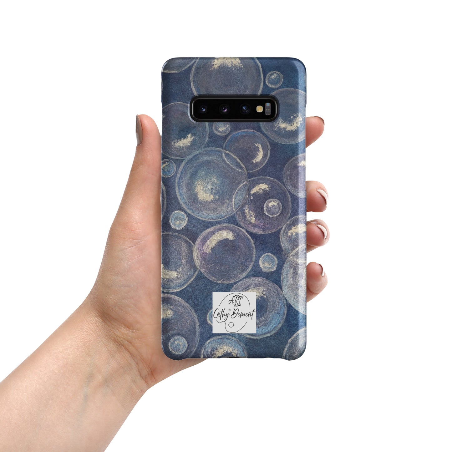 Snap phone case for Samsung® Phones - Tranquil Reflections: Blue and White Bubble Artwork Design