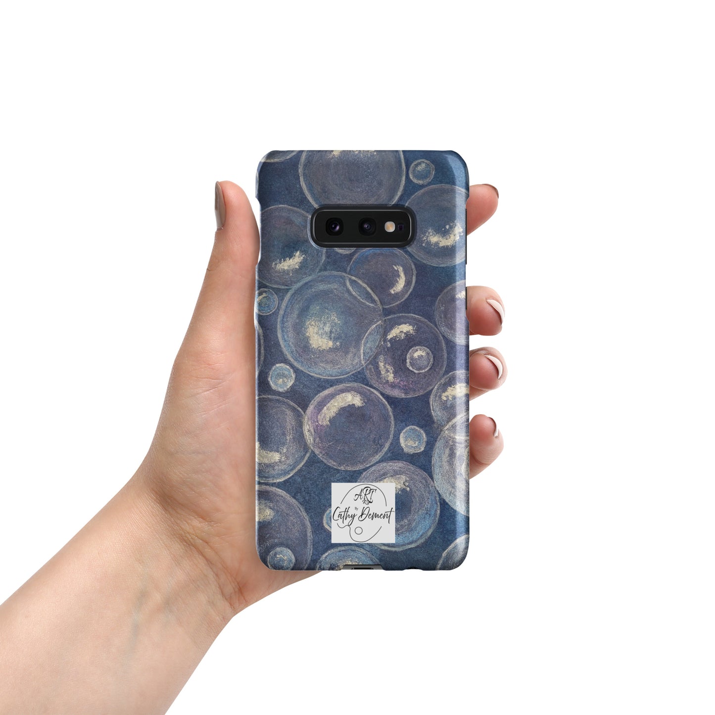 Snap phone case for Samsung® Phones - Tranquil Reflections: Blue and White Bubble Artwork Design