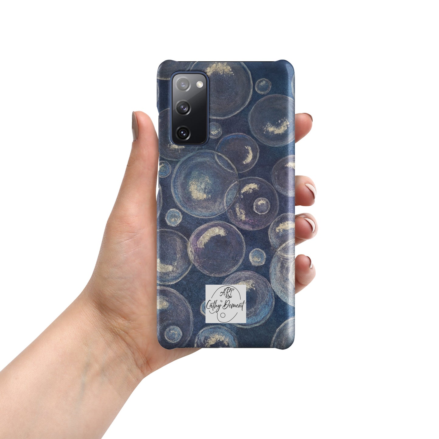 Snap phone case for Samsung® Phones - Tranquil Reflections: Blue and White Bubble Artwork Design