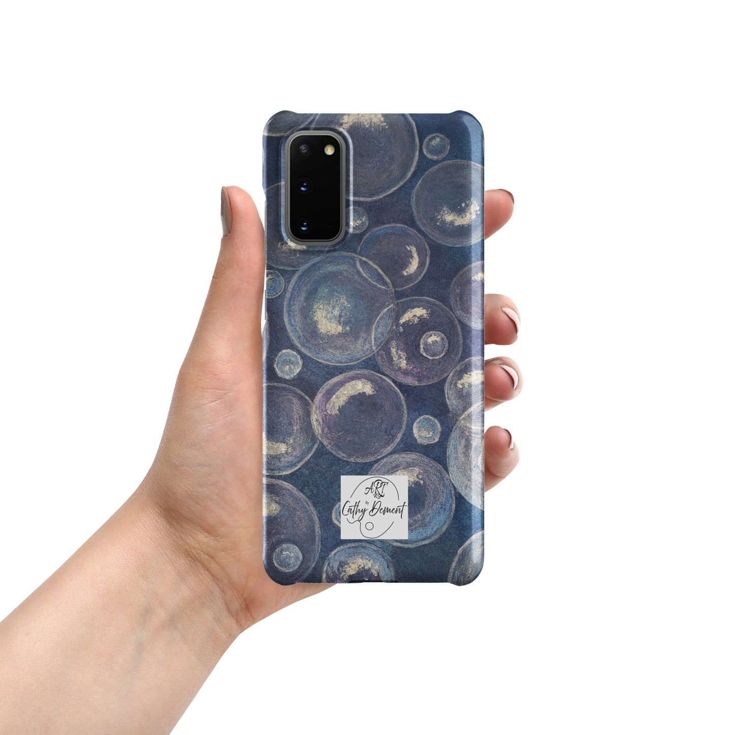 Snap phone case for Samsung® Phones - Tranquil Reflections: Blue and White Bubble Artwork Design