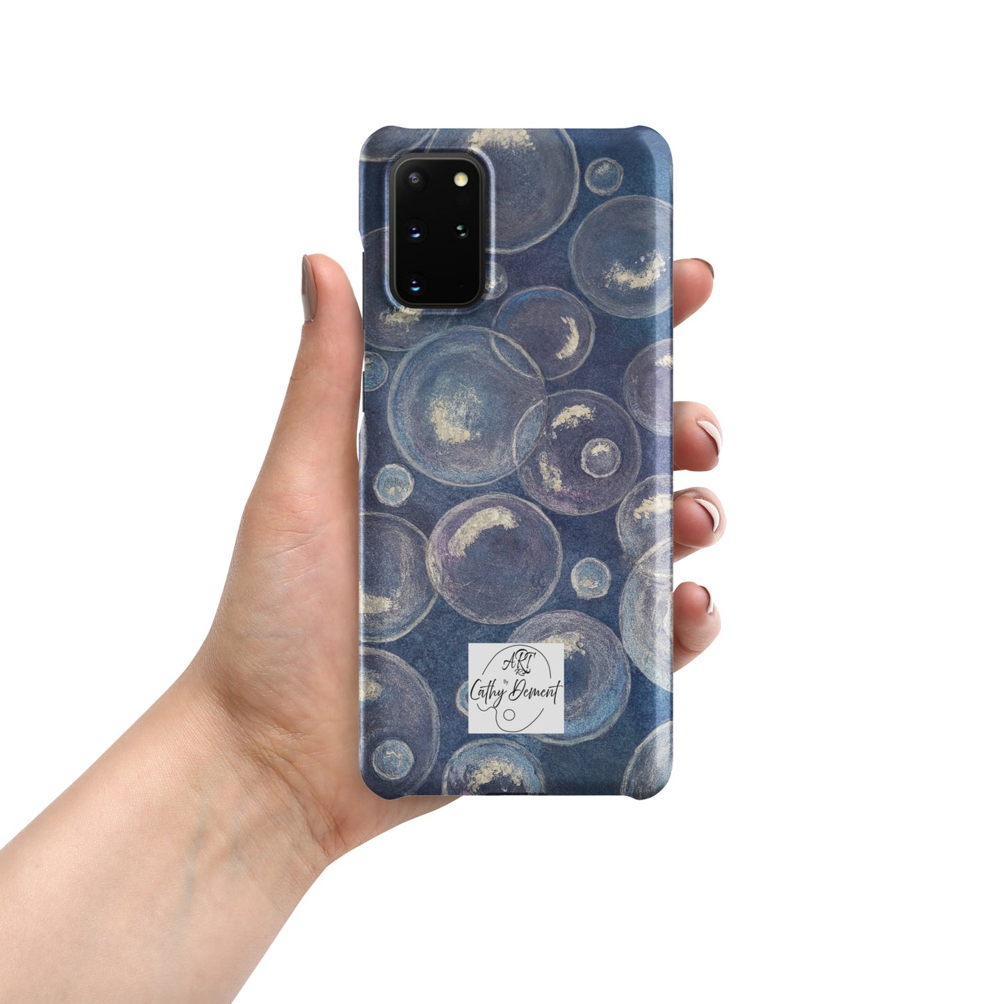 Snap phone case for Samsung® Phones - Tranquil Reflections: Blue and White Bubble Artwork Design