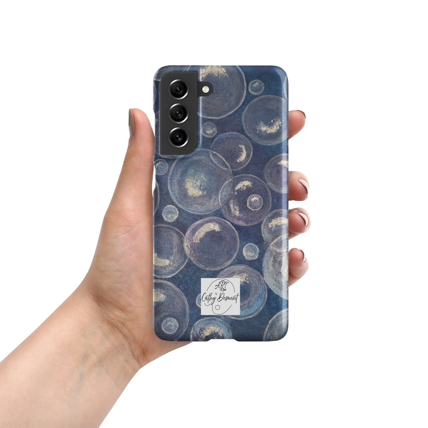 Snap phone case for Samsung® Phones - Tranquil Reflections: Blue and White Bubble Artwork Design