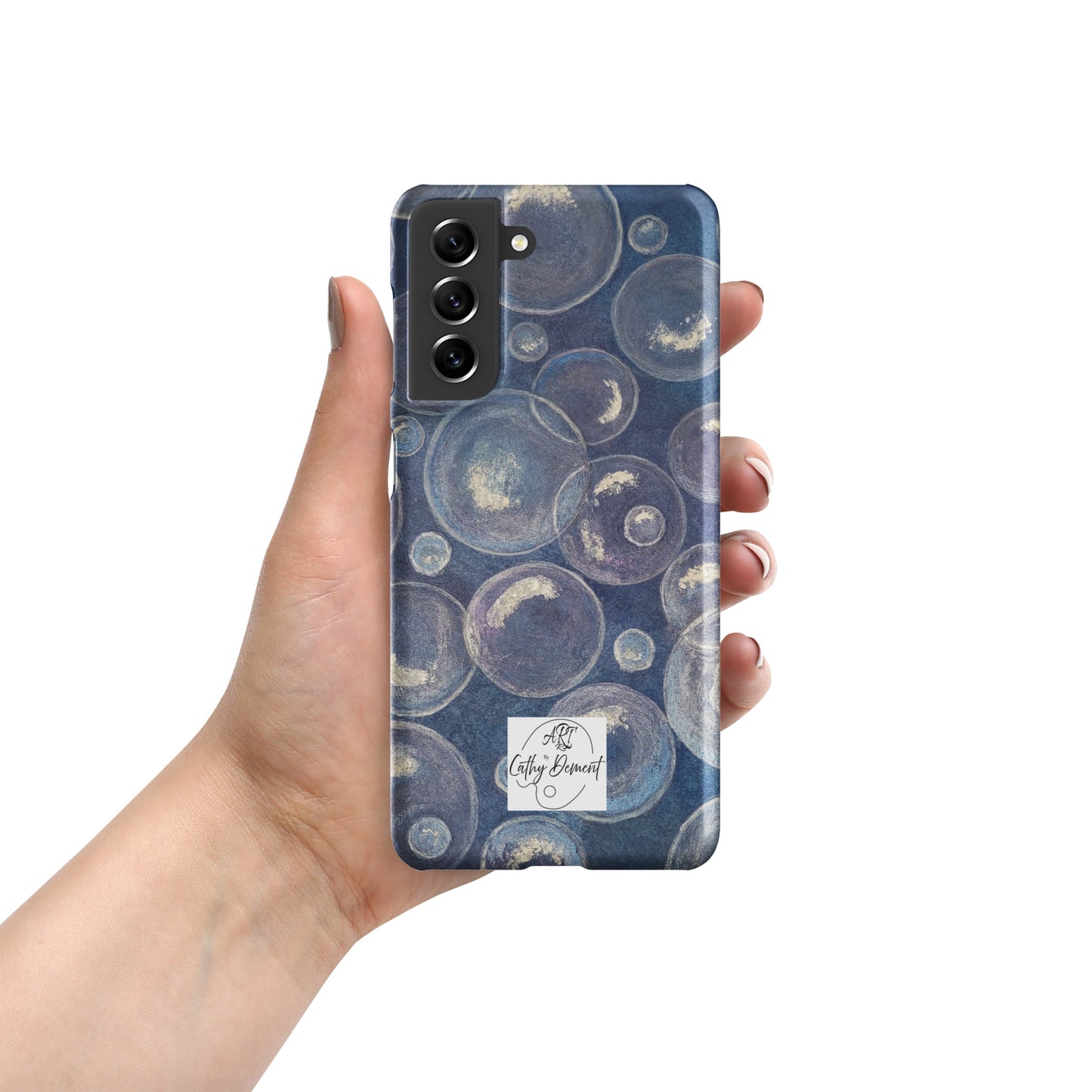 Snap phone case for Samsung® Phones - Tranquil Reflections: Blue and White Bubble Artwork Design