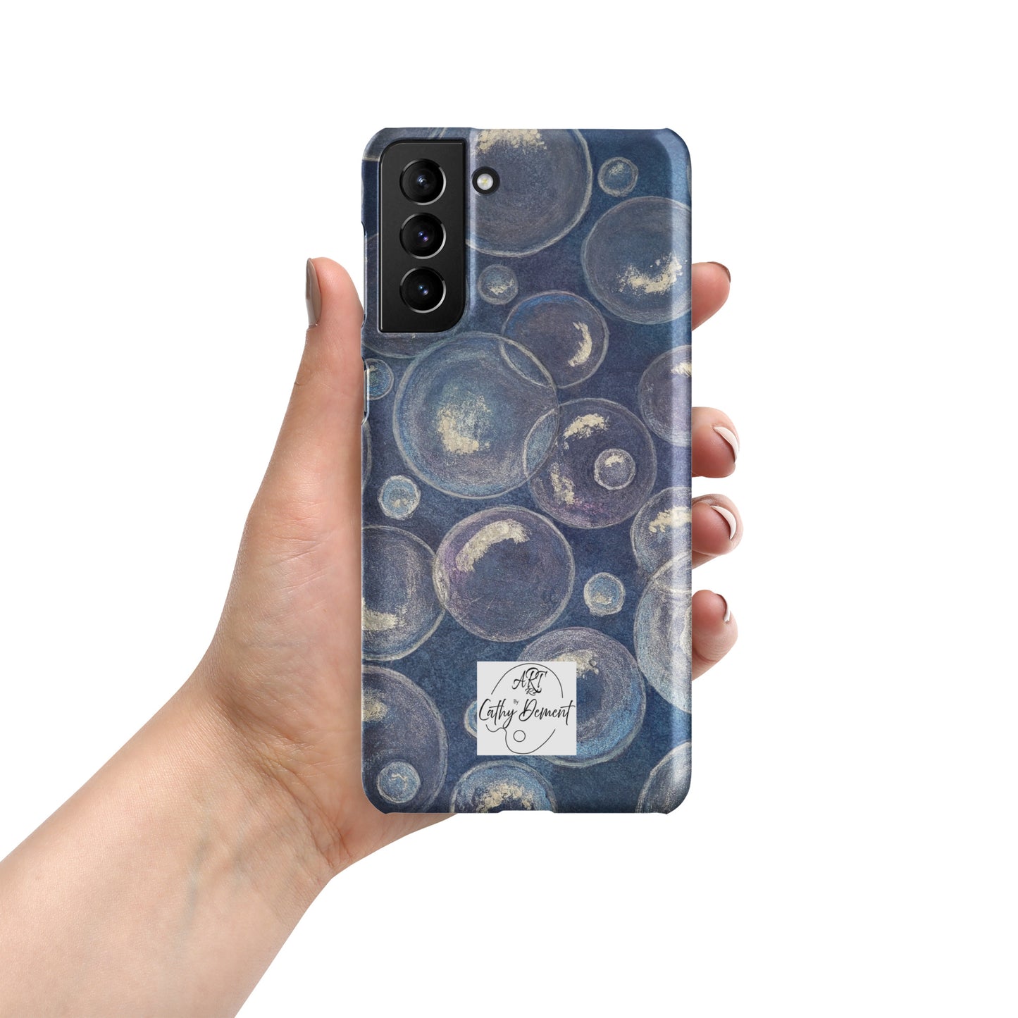 Snap phone case for Samsung® Phones - Tranquil Reflections: Blue and White Bubble Artwork Design