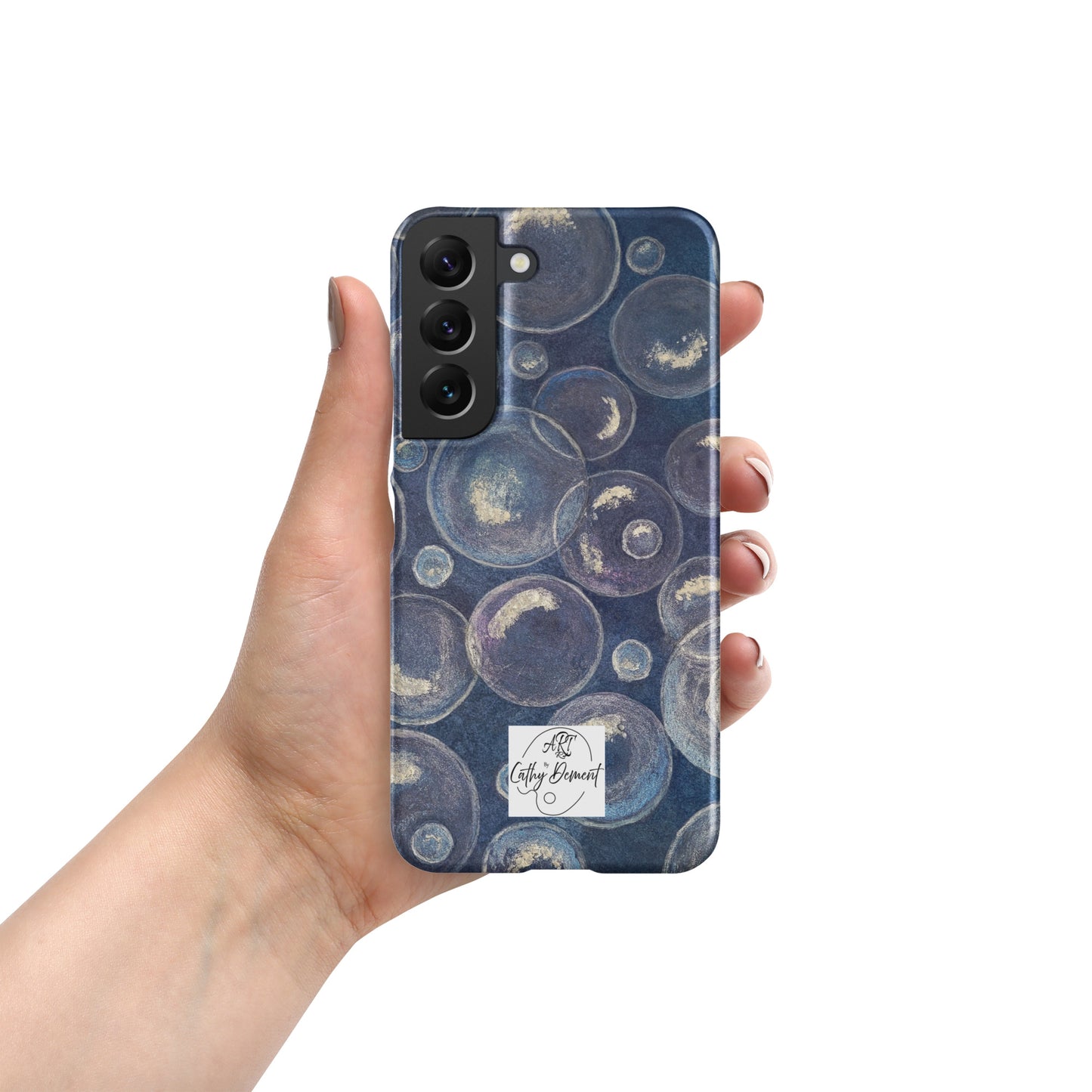 Snap phone case for Samsung® Phones - Tranquil Reflections: Blue and White Bubble Artwork Design