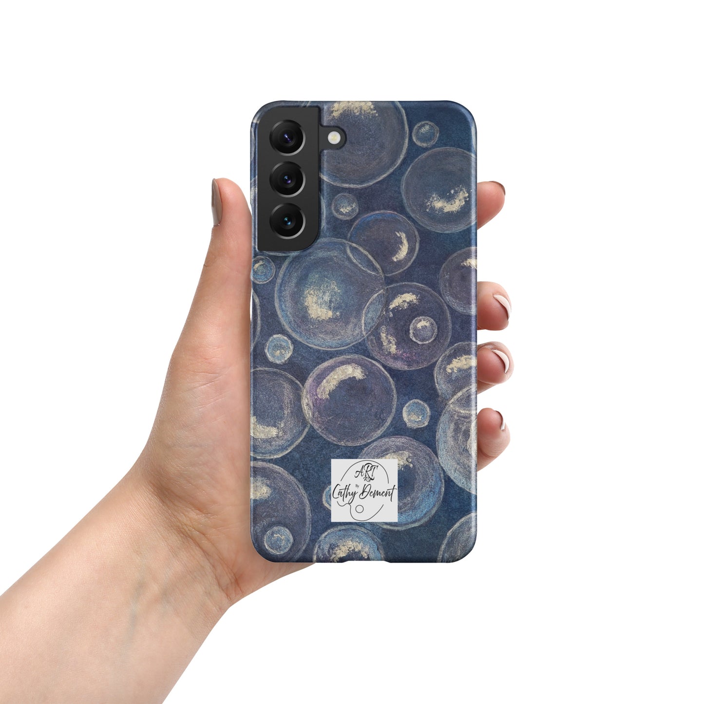 Snap phone case for Samsung® Phones - Tranquil Reflections: Blue and White Bubble Artwork Design