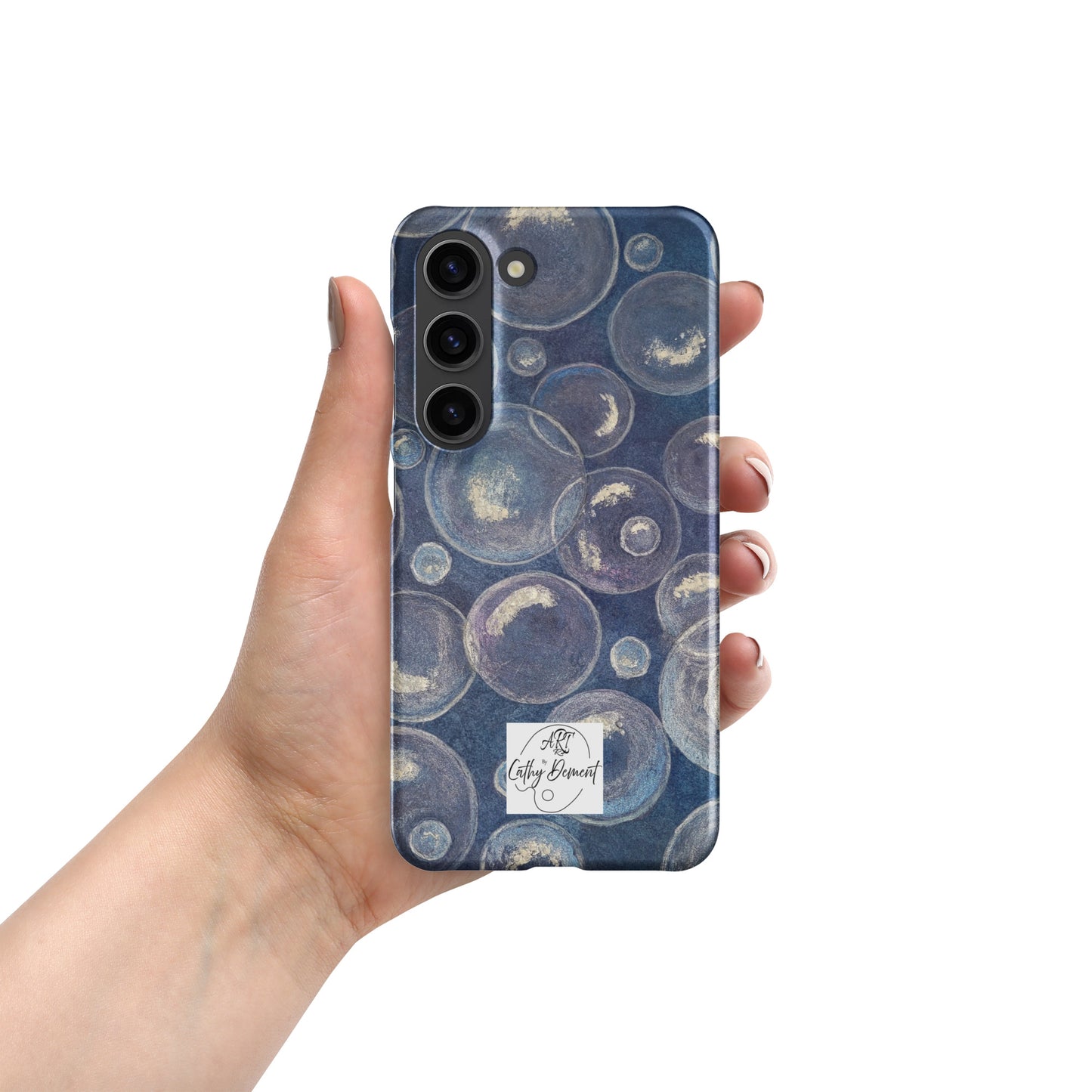 Snap phone case for Samsung® Phones - Tranquil Reflections: Blue and White Bubble Artwork Design