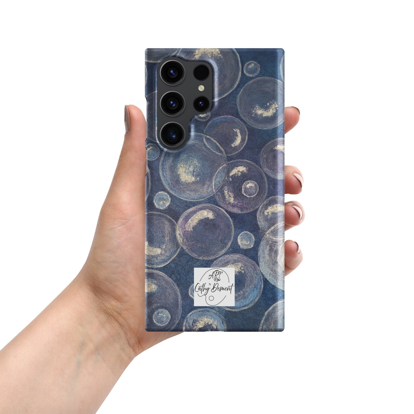 Snap phone case for Samsung® Phones - Tranquil Reflections: Blue and White Bubble Artwork Design