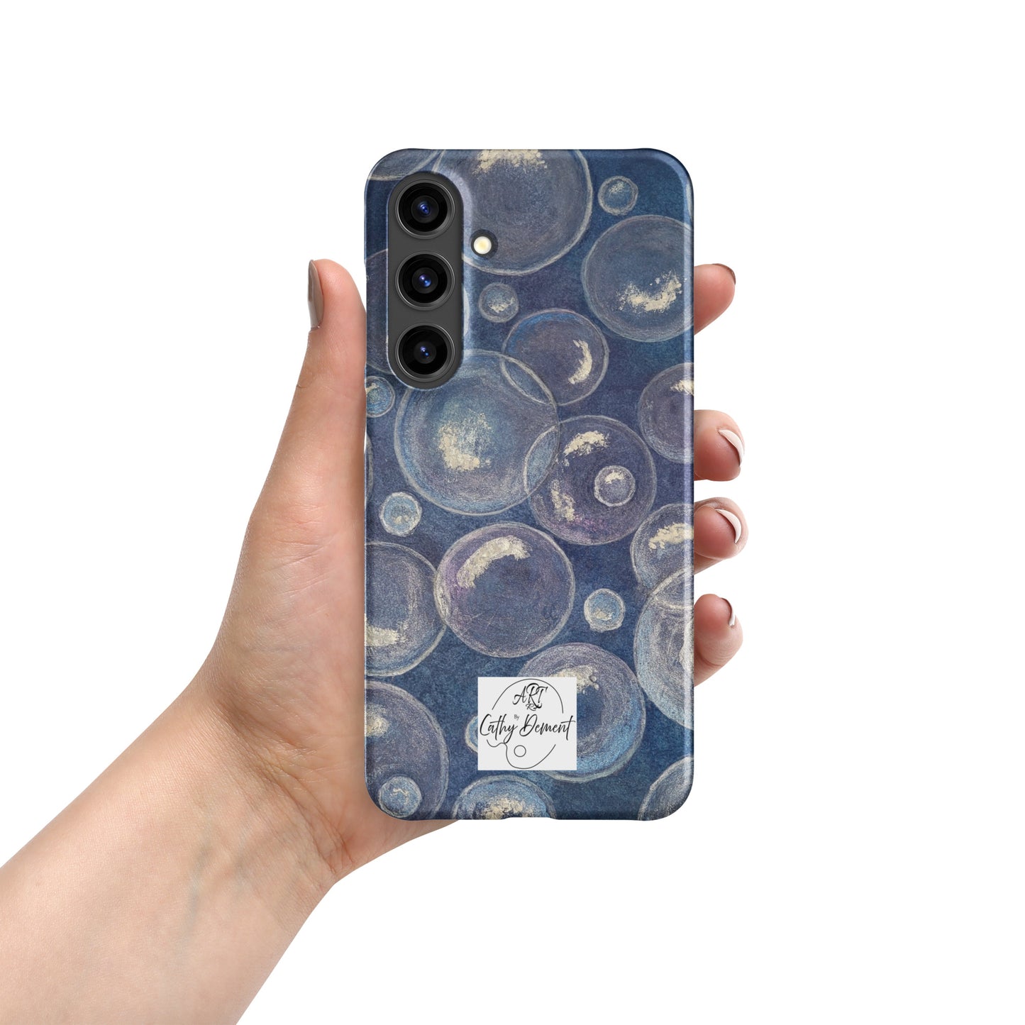 Snap phone case for Samsung® Phones - Tranquil Reflections: Blue and White Bubble Artwork Design