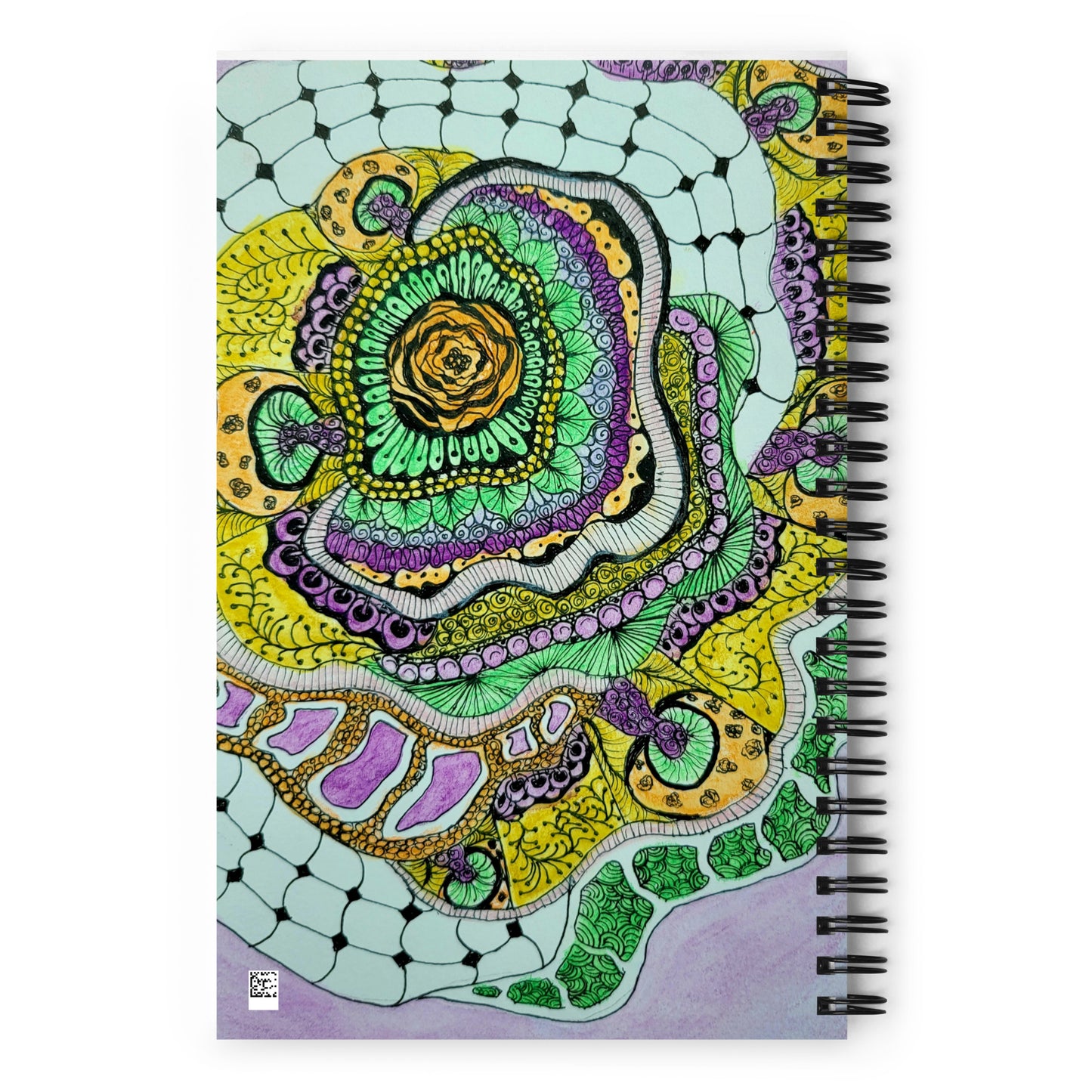 Spiral Dotted Page Notebook - Zen Floral Bliss - Colorful Zentangle Artwork Design