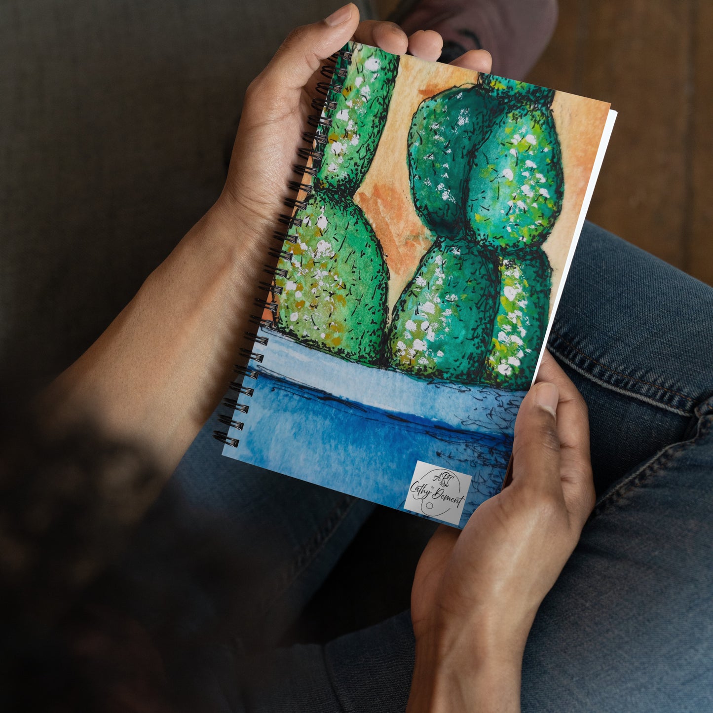 Adobe Oasis: Succulent Watercolor Artwork Design Spiral Notebook