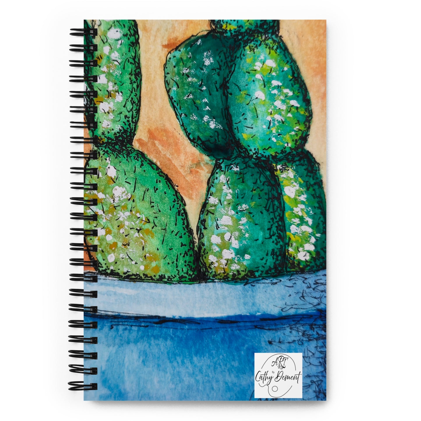 Adobe Oasis: Succulent Watercolor Artwork Design Spiral Dotted Page Notebook