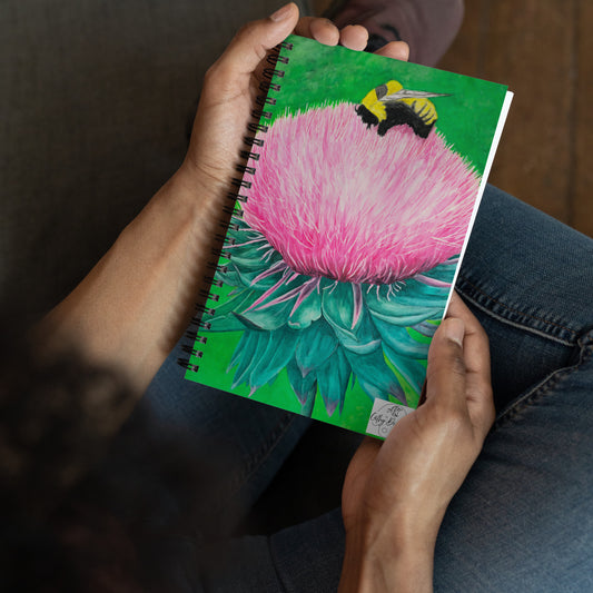 Bumble Bee Bliss: Pink Blossom Artwork Spiral Notebook