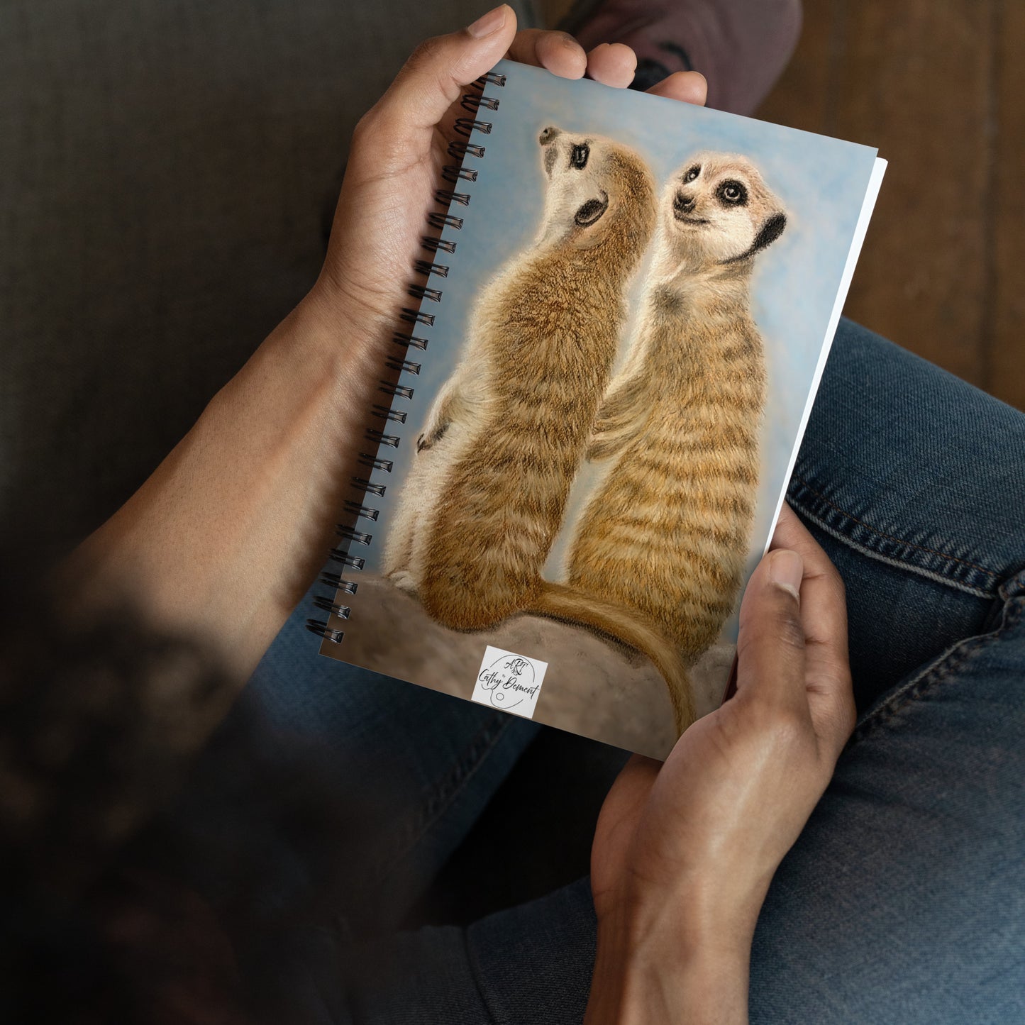 Curious Guardians: Meerkat Duo in Vigilance Artwork Spiral Notebook