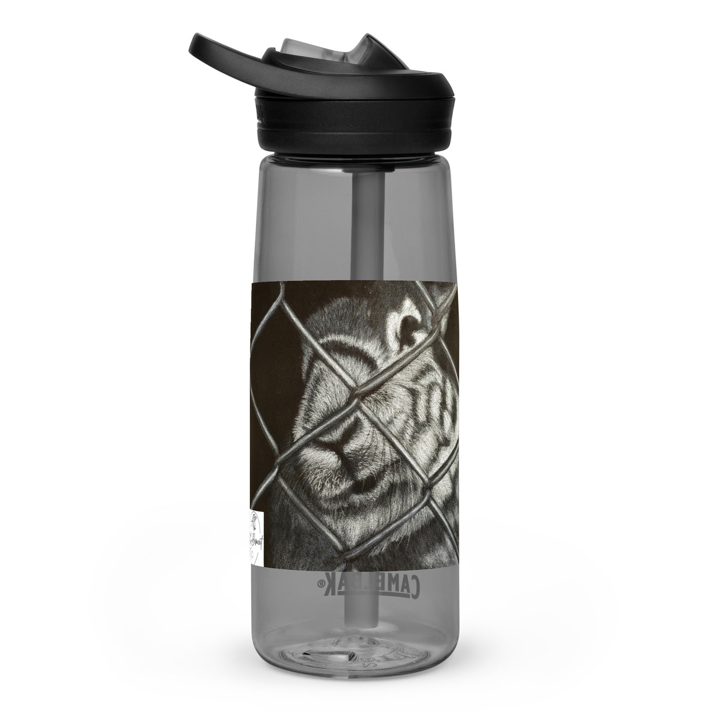 Grass is Greener: Black and White Bunny Design Sports Water Bottle