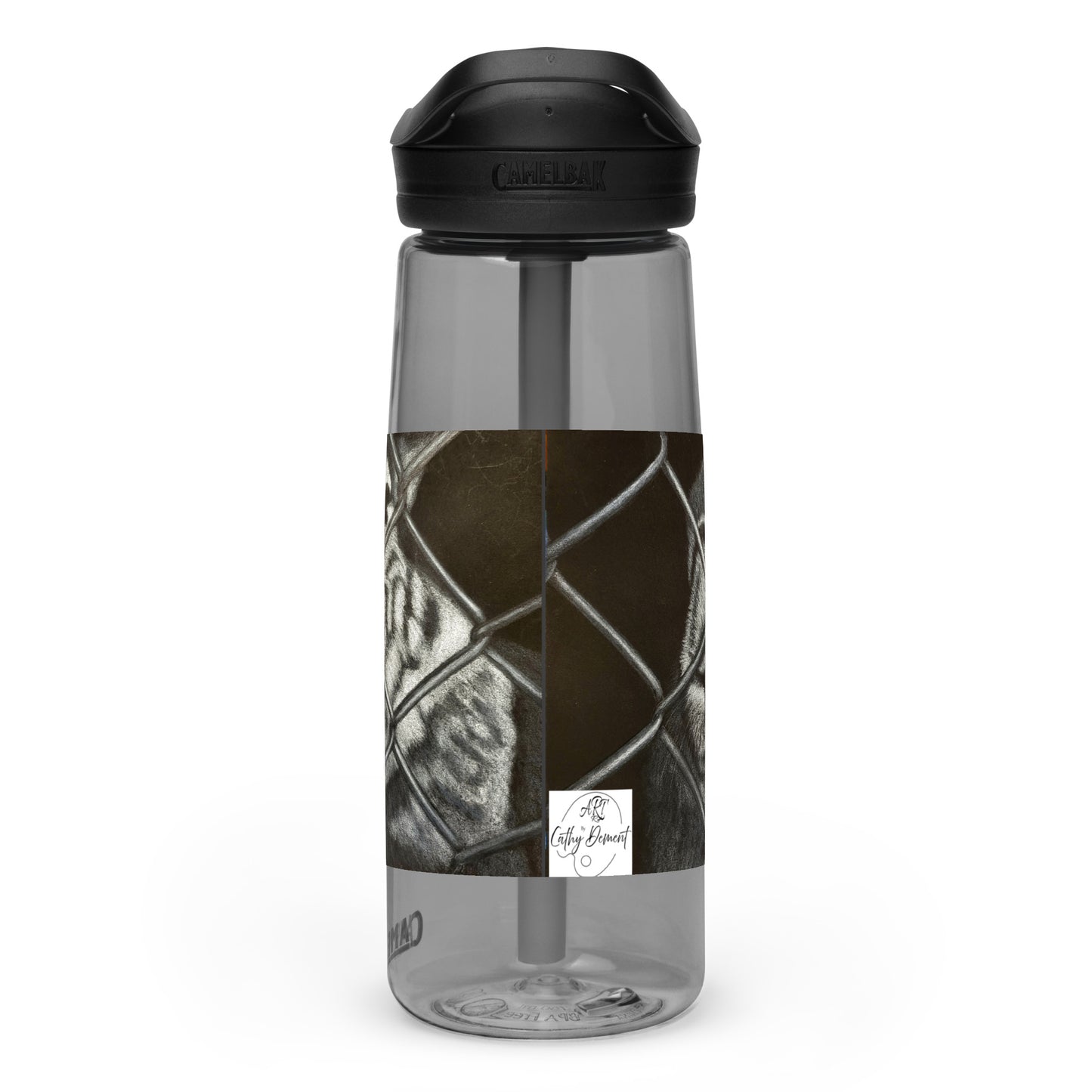 Grass is Greener: Black and White Bunny Design Sports Water Bottle