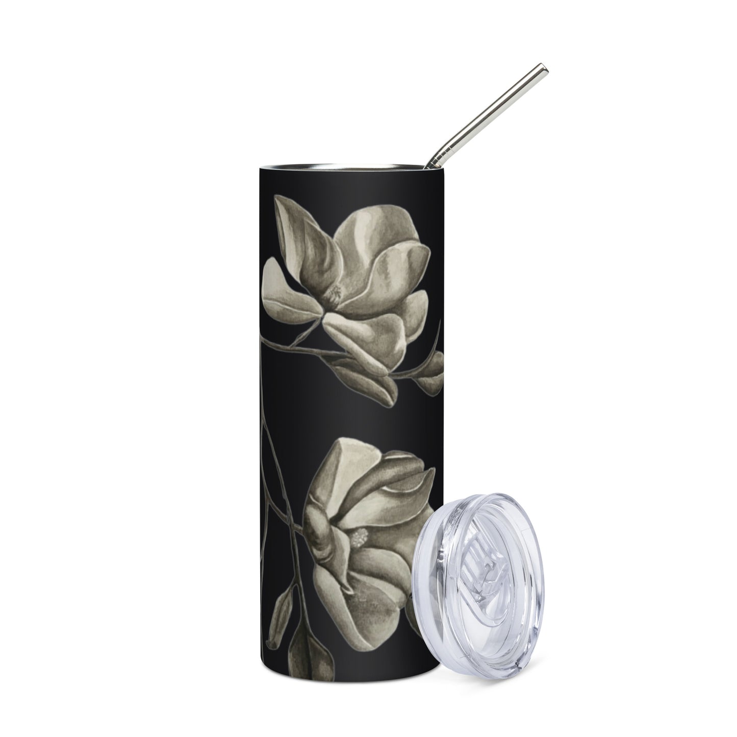 Midnight Magnolias: Original Watercolor Artwork stainless steel tumbler