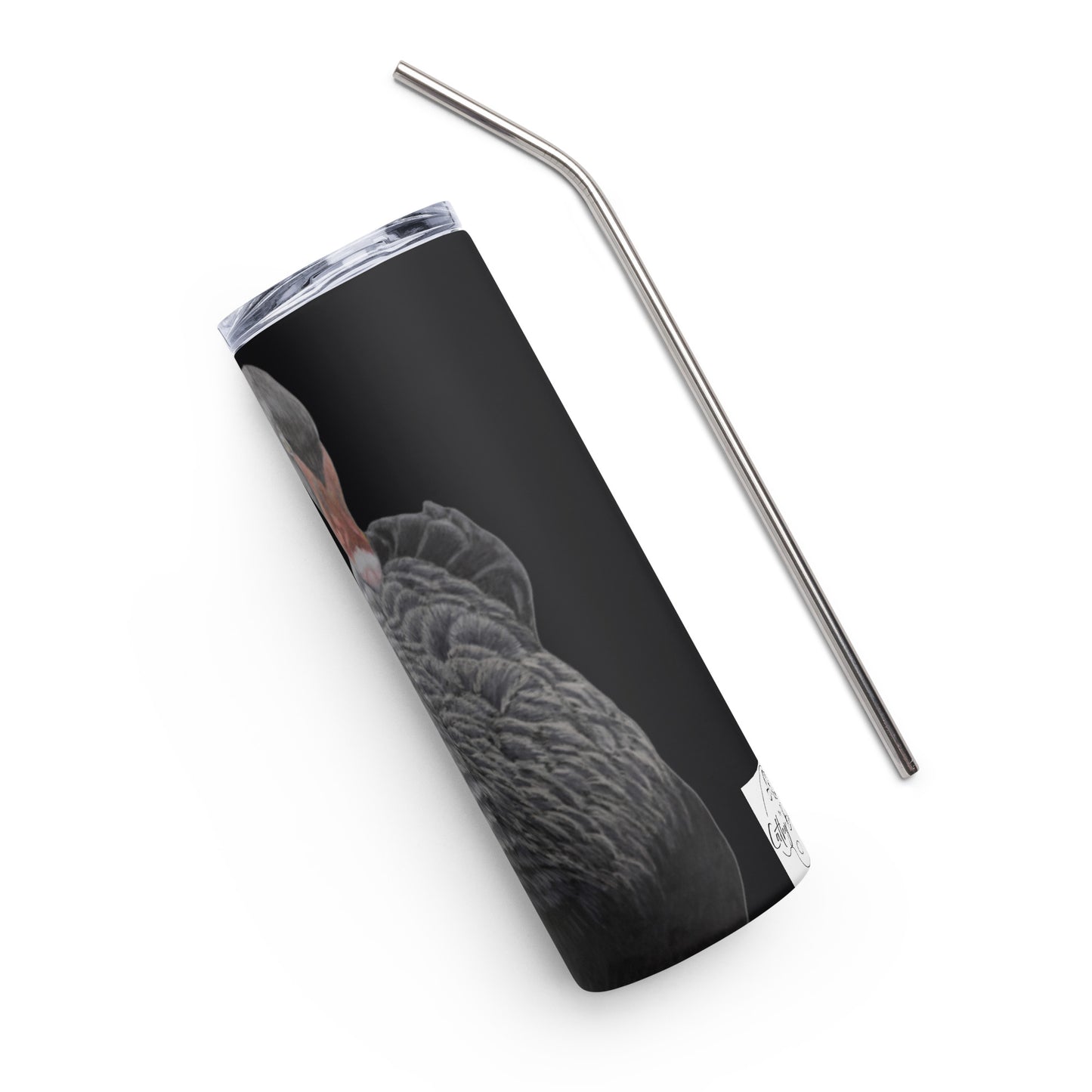 Midnight Majesty: Black Swan in Colored Pencils Stainless Steel Tumbler