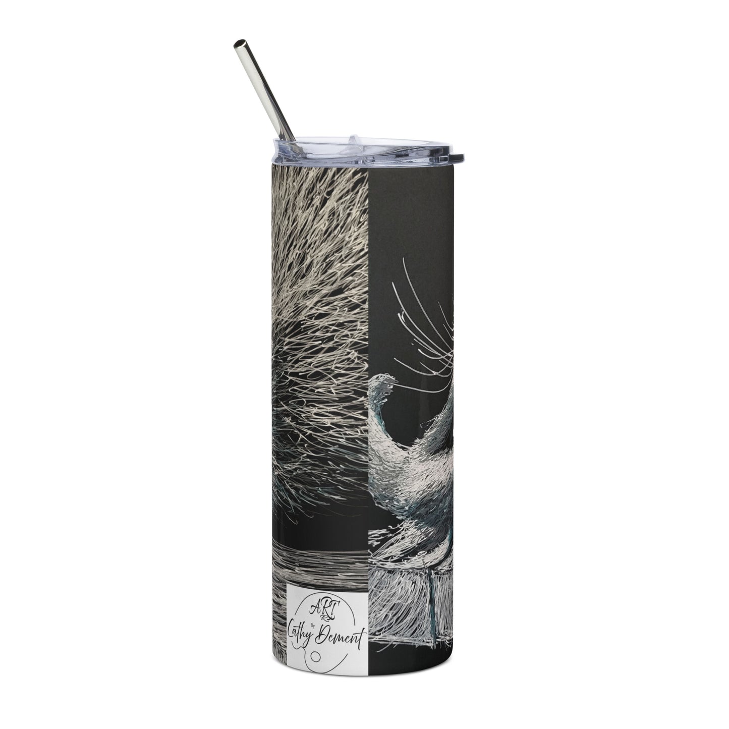 Stainless Steel 20 oz Tumbler: Cute Lazy Raccoon Artwork Design