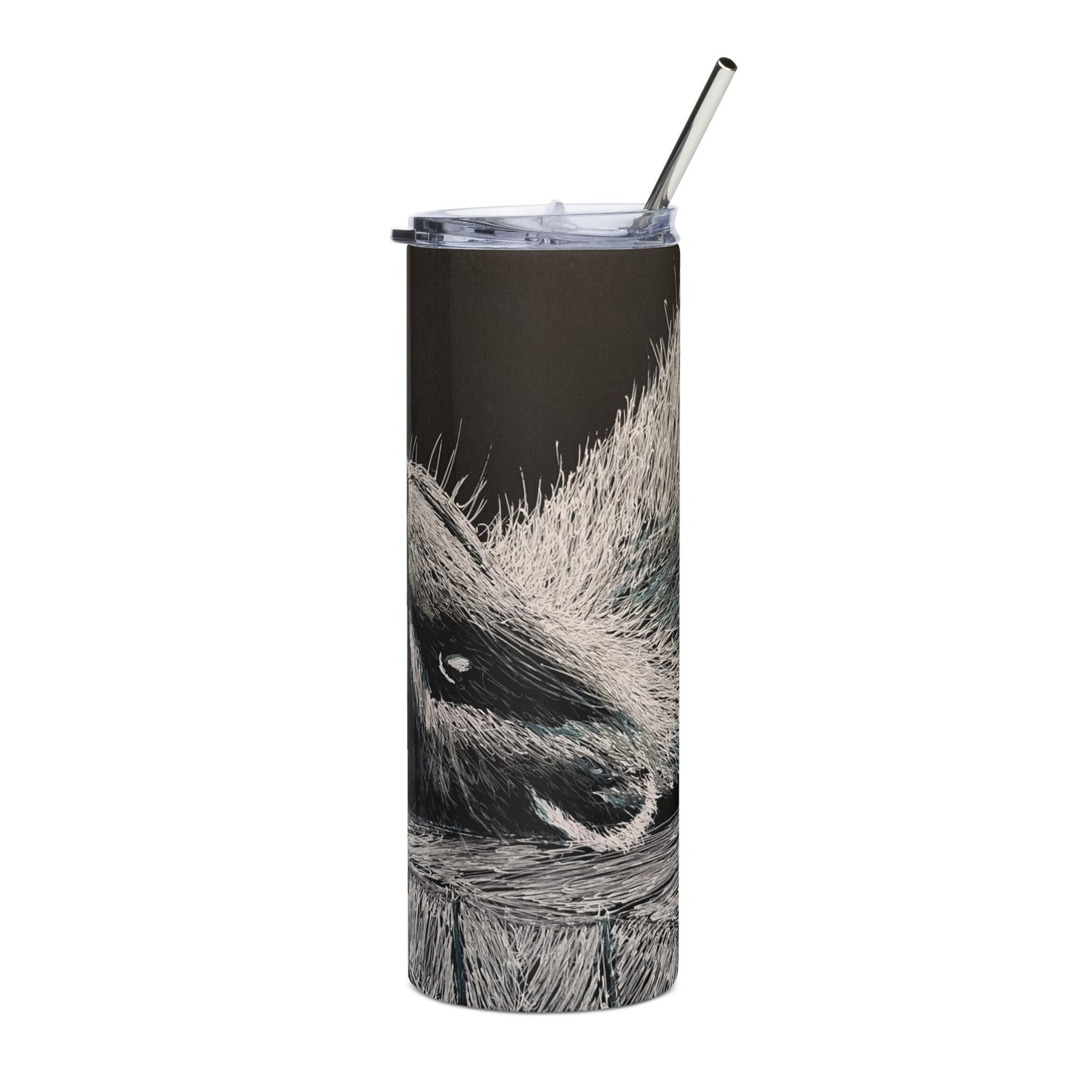 Stainless Steel 20 oz Tumbler: Cute Lazy Raccoon Artwork Design