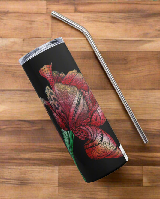 Stainless Steel 20 oz Tumbler: Zen Floral Harmony Artwork Design