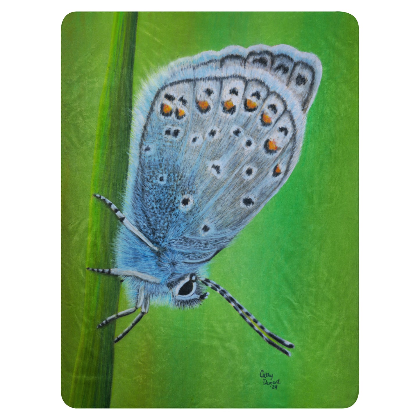 Sherpa Throw Blanket - Gossamer Blue, Karner Blue Butterfly Artwork