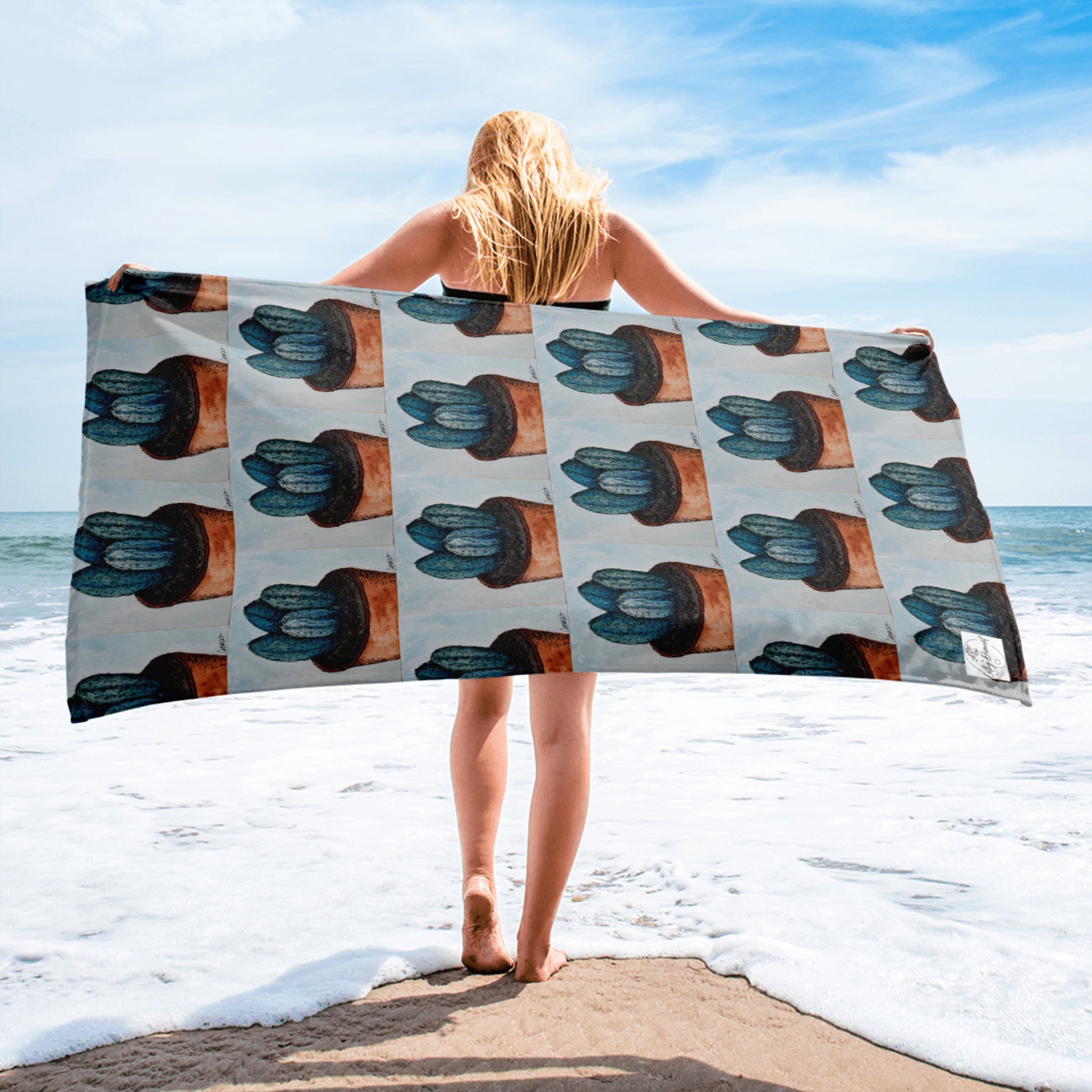 succulent beach towel BeachTowel - Adobe Oasis