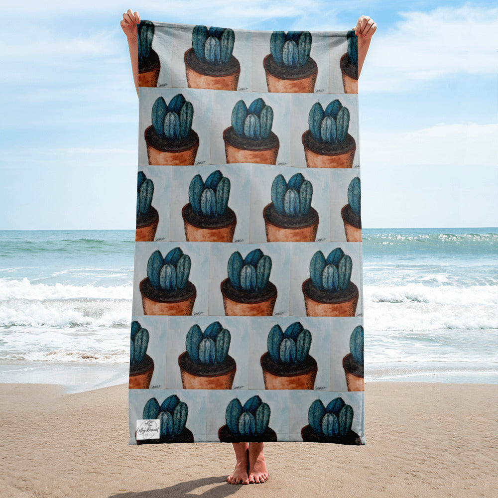 Adobe Oasis BeachTowel: Succulent Plant #1 Artwork Design by cathy dement