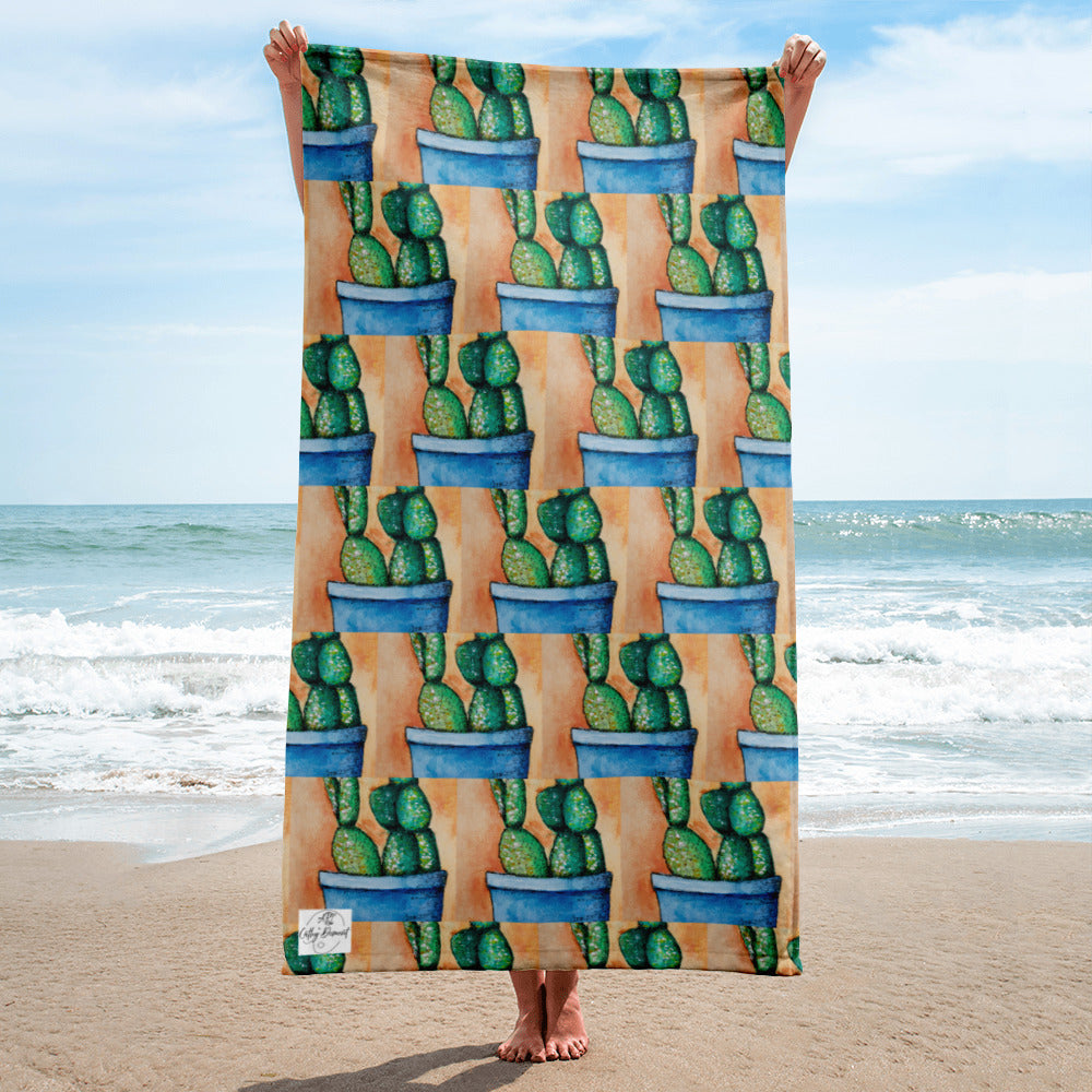 Adobe Oasis BeachTowel: Succulent Plant #3 Artwork Design by cathy dement