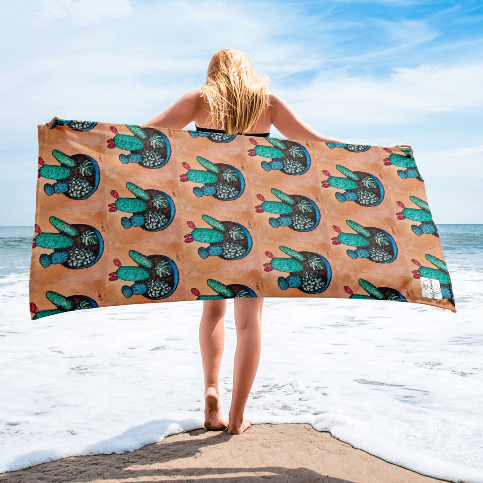 succulent beach towel BeachTowel Adobe Oasis