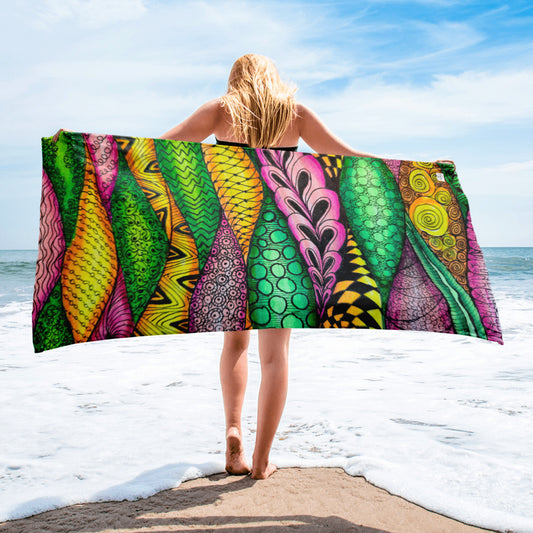 Beach Towel - Zen Bloom - Colorful Abstract Artwork Design