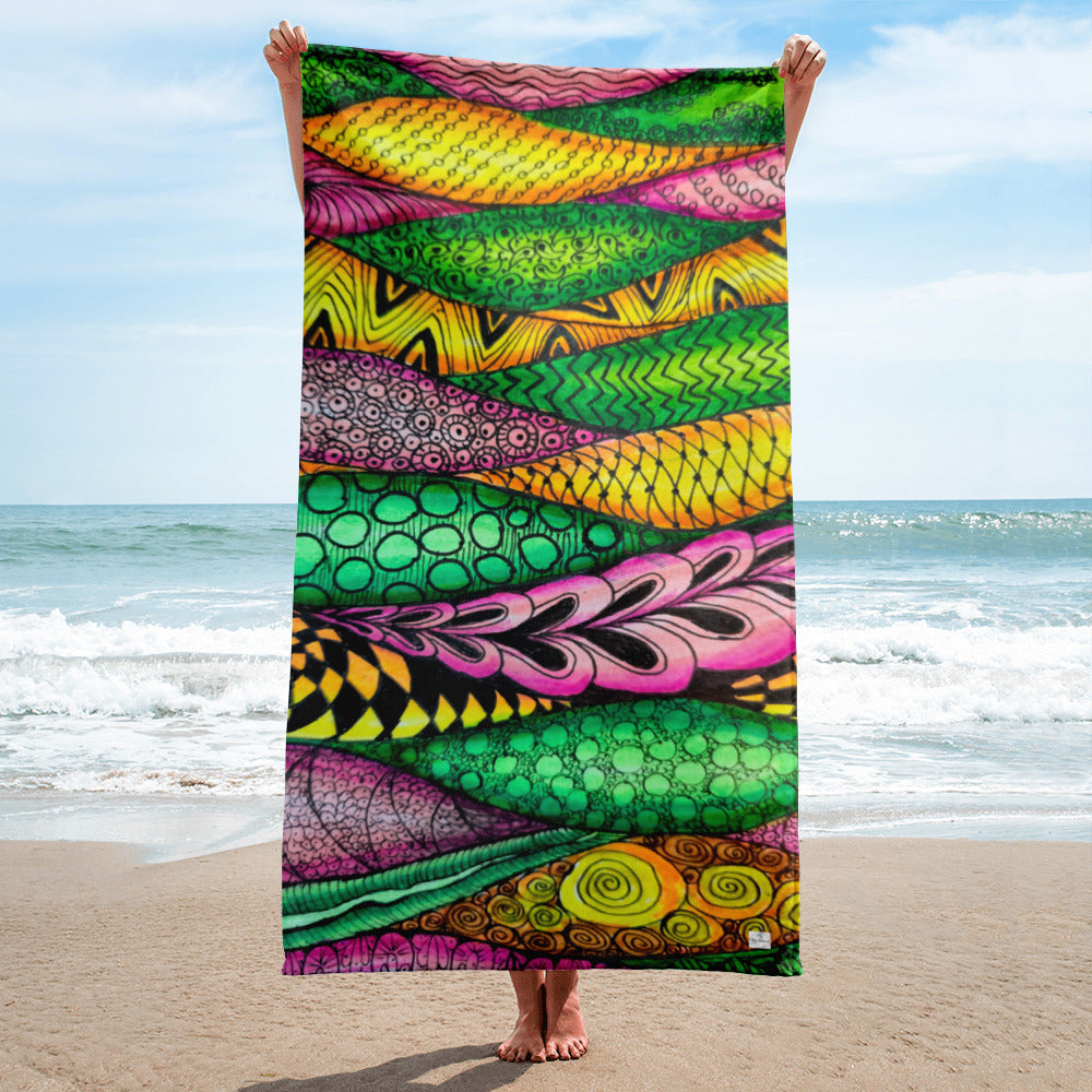 Beach Towel - Zen Bloom - Colorful Abstract Artwork Design