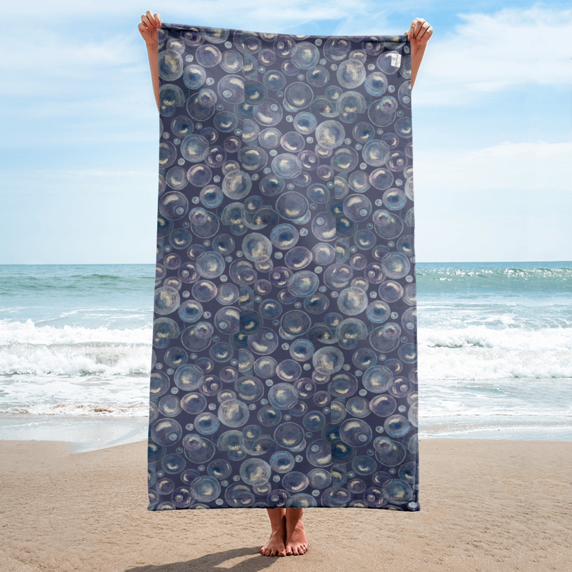 Beach Towel - Tranquil Reflections - Colorful Abstract Bubble Artwork Design