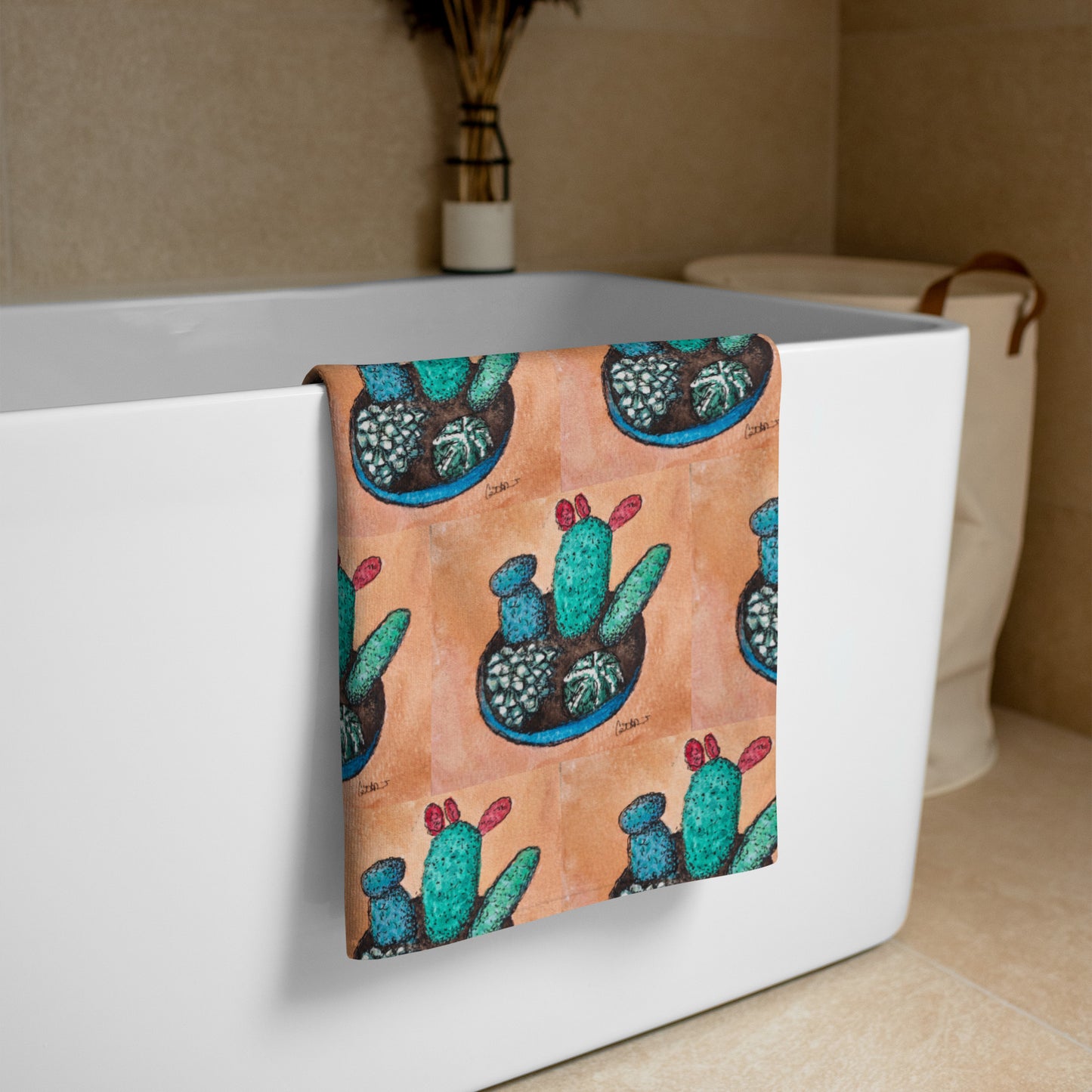 Adobe Oasis BeachTowel: Succulent Plant #4 Artwork Design