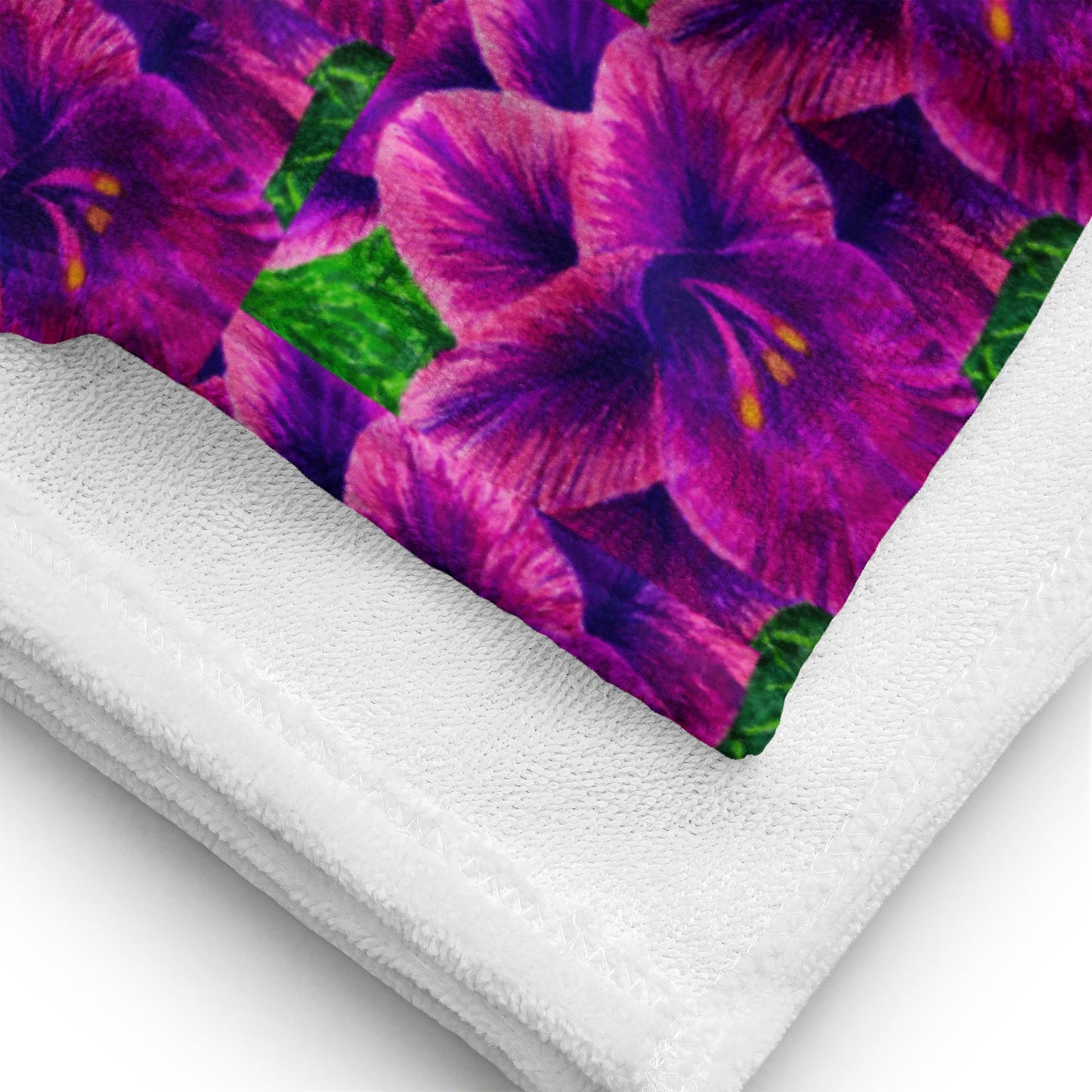 Beach Towel - Royal Reverie - Purple Gladiola Artwork Design