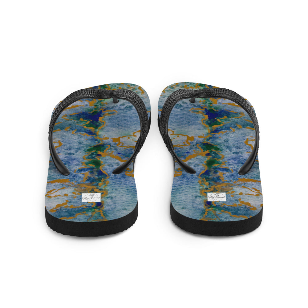 Flip-Flops - Celestial Dreamscape - Colorful Abstract Artwork Design, Wearable Art Shoes