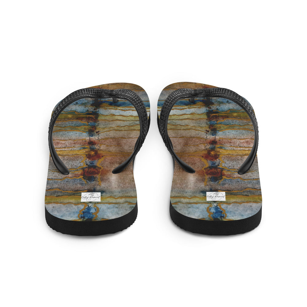 Flip-Flops - Twilight Reflections - Colorful Abstract Artwork Design, Wearable Art Shoes