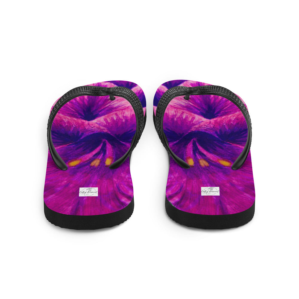 Flip-Flops - Royal Reverie - Purple Gladiolas - Colorful Floral Artwork Design, Wearable Art Shoes