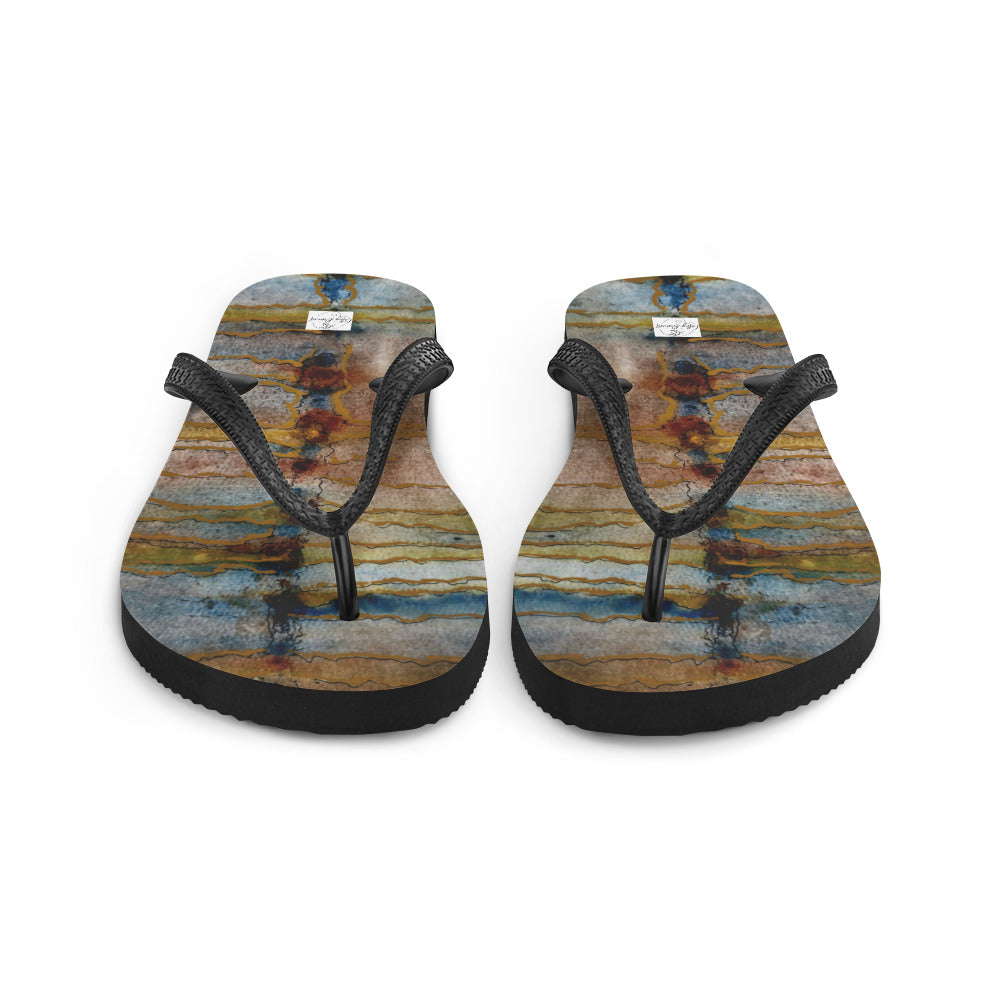 Flip-Flops - Twilight Reflections - Colorful Abstract Artwork Design, Wearable Art Shoes