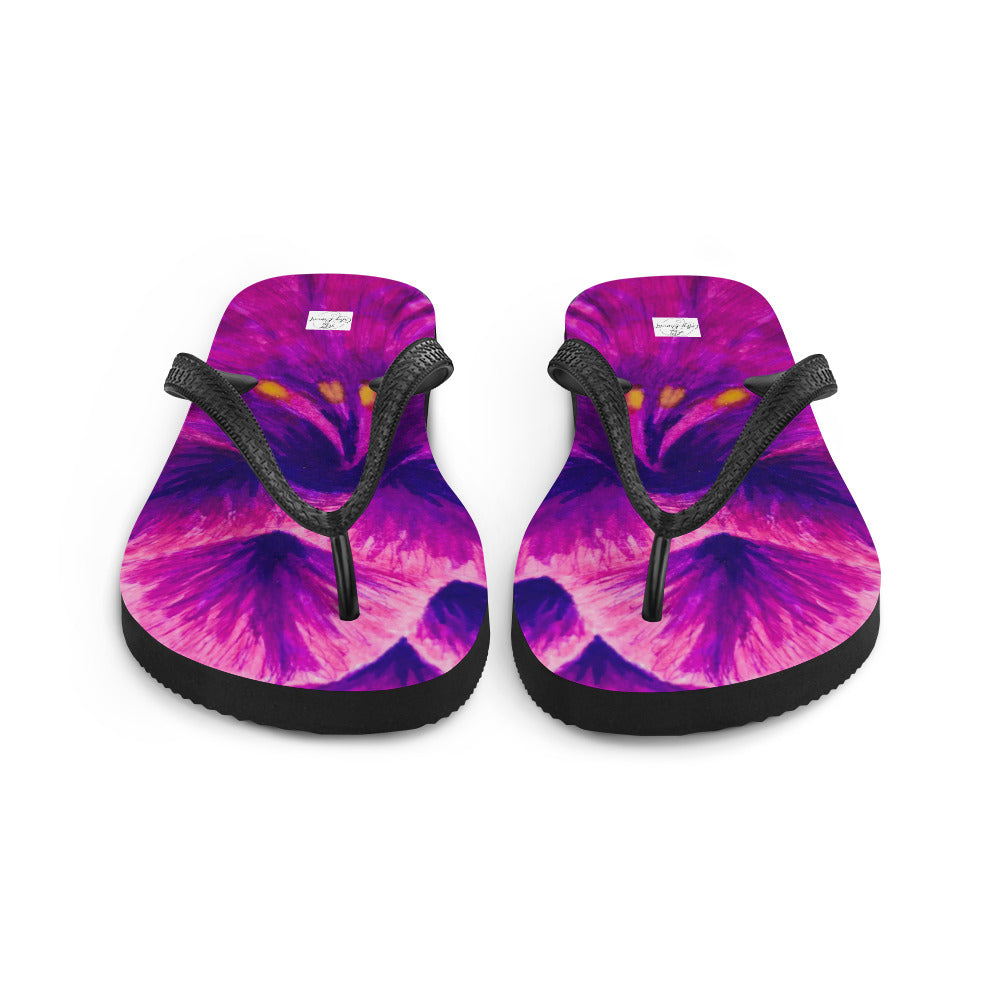 Flip-Flops - Royal Reverie - Purple Gladiolas - Colorful Floral Artwork Design, Wearable Art Shoes