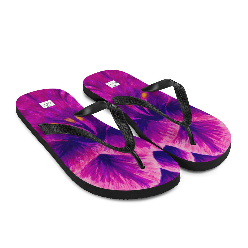 Flip-Flops - Royal Reverie - Purple Gladiolas - Colorful Floral Artwork Design, Wearable Art Shoes