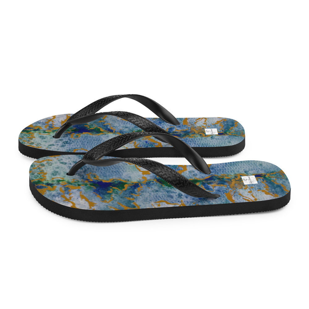 Flip-Flops - Celestial Dreamscape - Colorful Abstract Artwork Design, Wearable Art Shoes