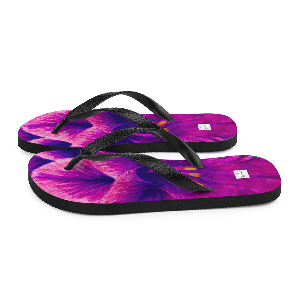 Flip-Flops - Royal Reverie - Purple Gladiolas - Colorful Floral Artwork Design, Wearable Art Shoes