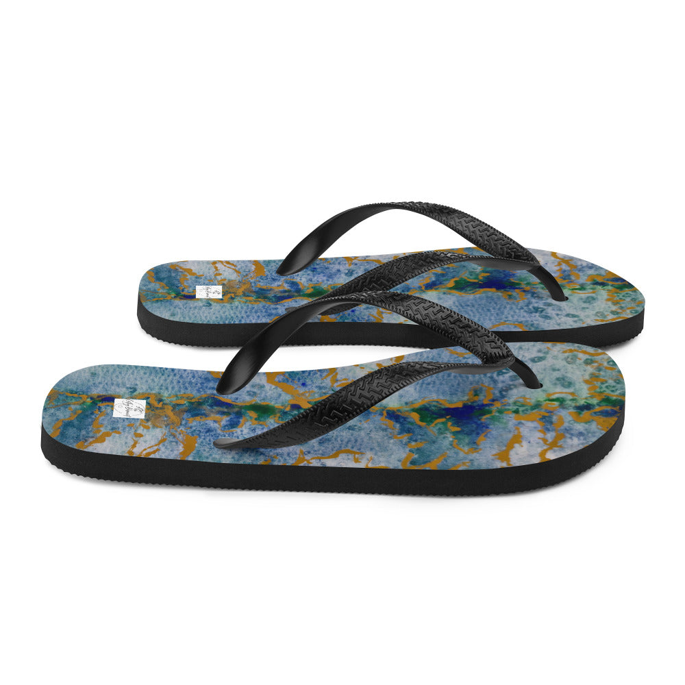 Flip-Flops - Celestial Dreamscape - Colorful Abstract Artwork Design, Wearable Art Shoes